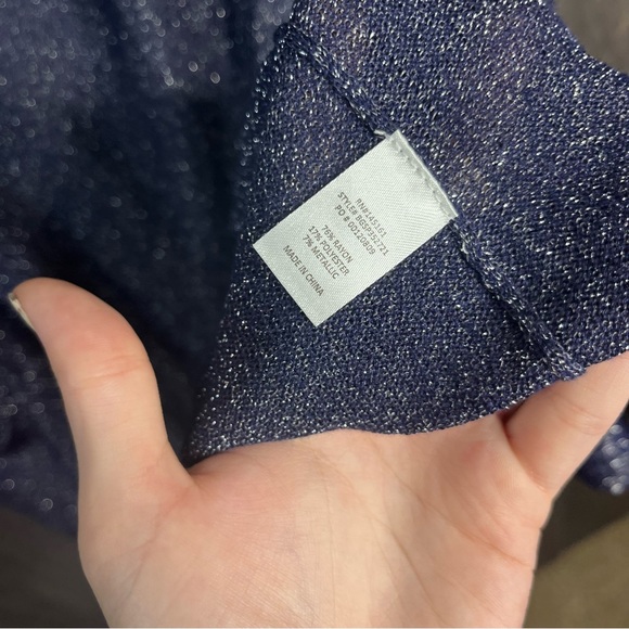 .🌼3/$30🌼C Navy Blue Sparkle Undertone Open Front Lightweight Cardigan Size M - Picture 14 of 16